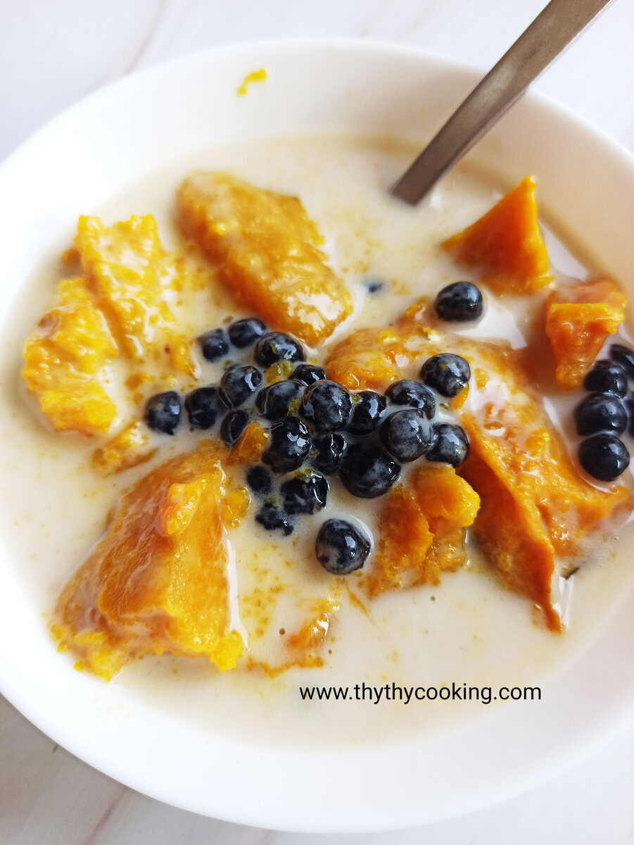 PUMPKIN RED BEAN COCONUT PEARLS DESSERT