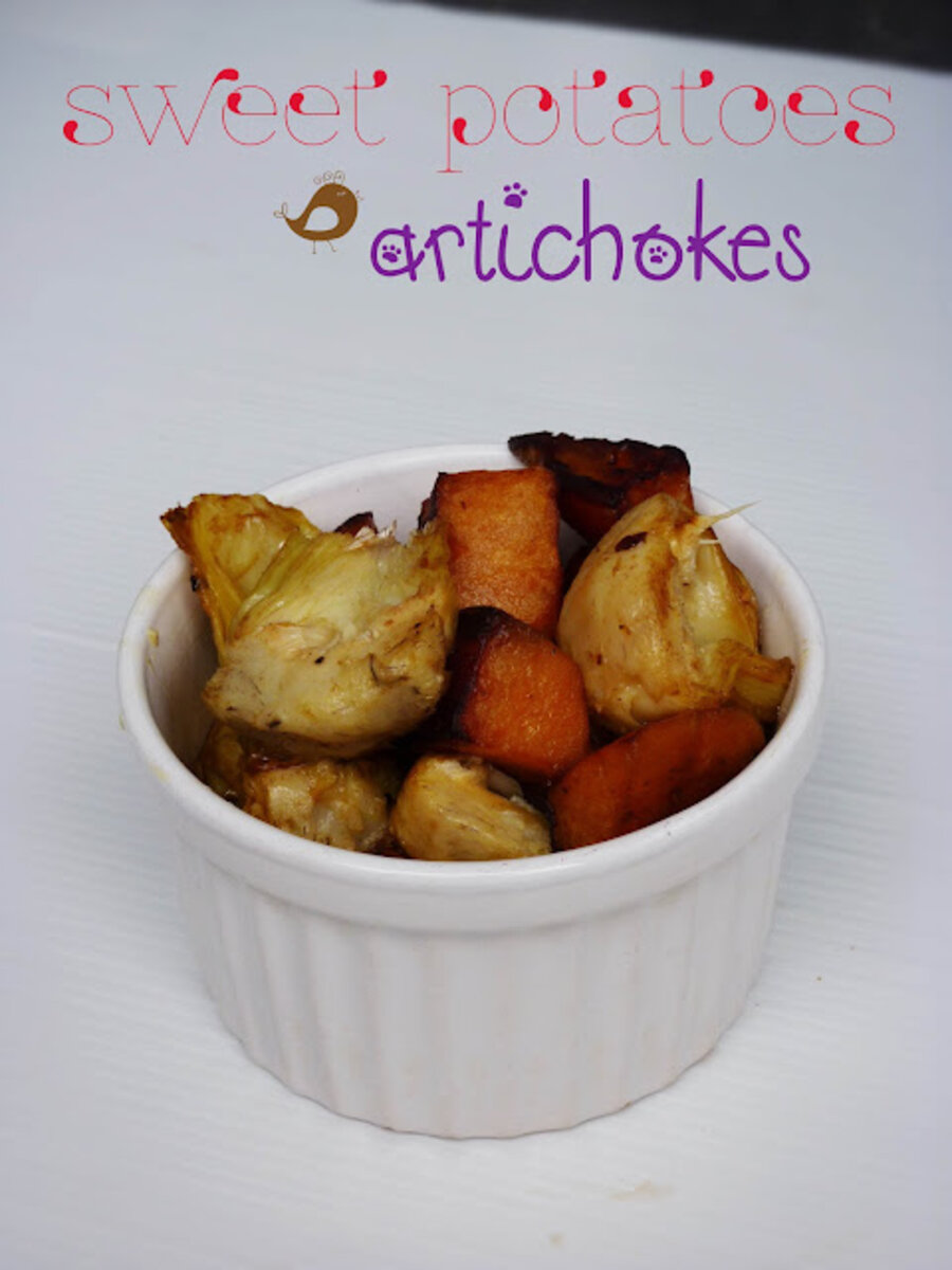 GRILLED ARTICHOKES AND SWEET POTATOES