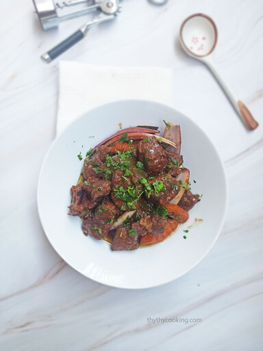 BEEF STEWED IN RED WINE