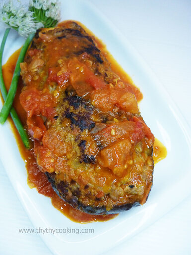 STUFFED EGGPLANT/AUBERGINE WITH TOMATO SAUCE